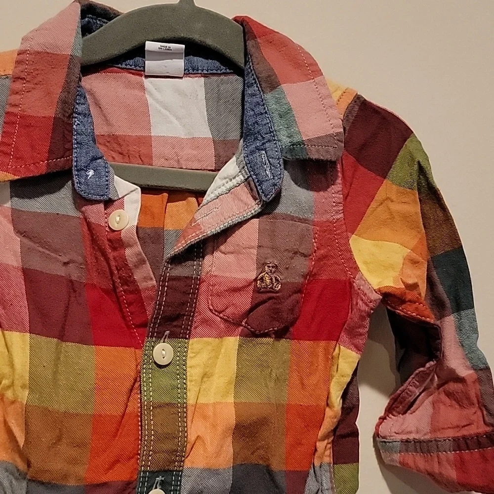 Baby Gap 12- 18 months plaid shirt Baby Boy Shirt Long Sleeve Dress Shirt One